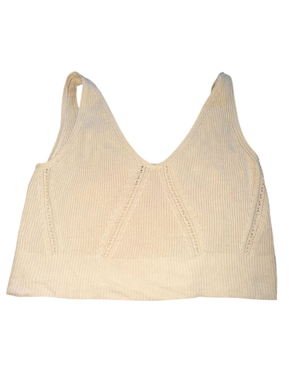 Banana Republic Knit Cropped Knit Sweater Tank Top-V-Neck-Beige-M-GUC